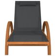 Bains de soleil - Chaise longue avec coussin gris textilène-bois massif peuplier - SALUTUYA - BD0230-1