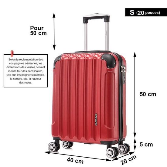 Valigia A Mano 20 Pollici RAYKONG 55x40x20 Cm (44L) | Policarbonato | Lucchetto A Combinazione | Ruote 360° | Per Ryanair, Vueling E Altre Compagnie