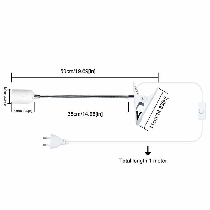 E27 Douille Ampoule à Pince Avec Interrupteur,Base De Lampe De Table à LED Avec Col De Cygne 360 Degresclip Sur Base De Lampe Avec 22m Cable Pour Plantesaquariumstable Maquillagelecture 72932536