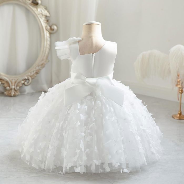 Robe Fête Enfant Robe Princesse Bébé Fille Dentelle, Nœud