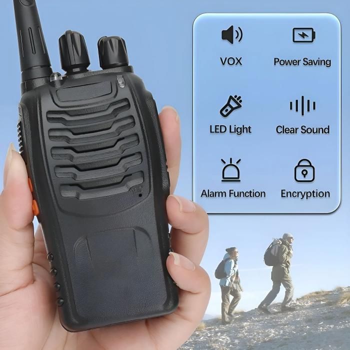 Talkie-Walkie Longue Portée Rechargeable USB-C - 16 Canaux, VOX, Lampe Torche Pour Enfants Et Adultes
