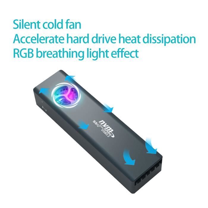 Cas nvme bleu foncé - ventilateur de refroidissement intégré, 20Gbps Nvme, boîtier  M2 externe Ssd vers USB Ty - Cdiscount Informatique