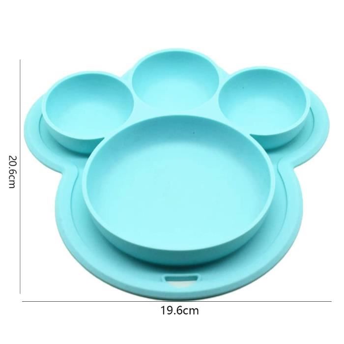 Assiette Bébé Avec Ventouse En Silicone - 3 Compartiments, Incassable, Sans BPA, Avec Cuillère (modèle Hibou) - 12