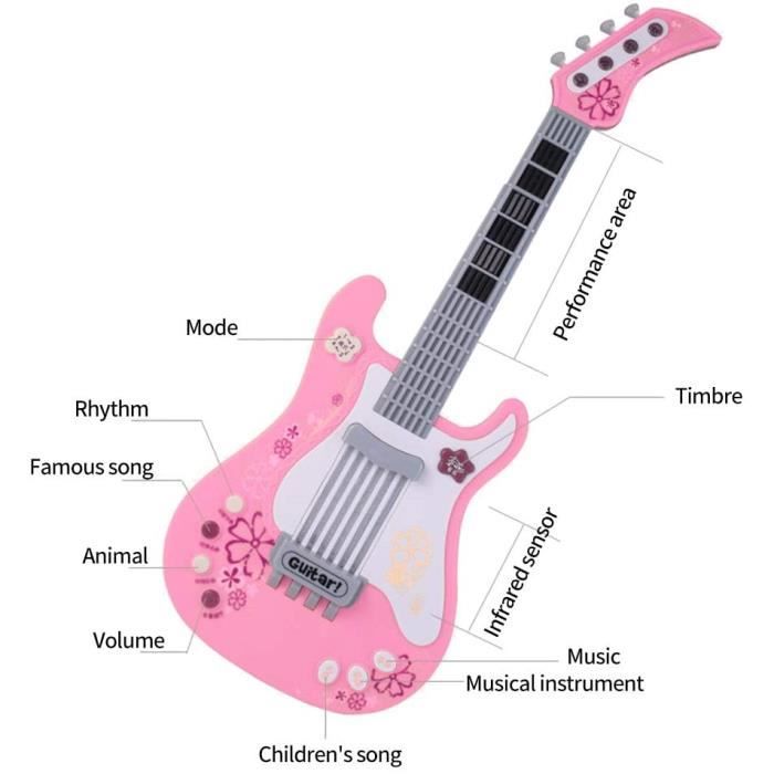 Guitare electrique enfant jouet guitare enfant guitare rock (rose) -  Cdiscount Instruments de musique