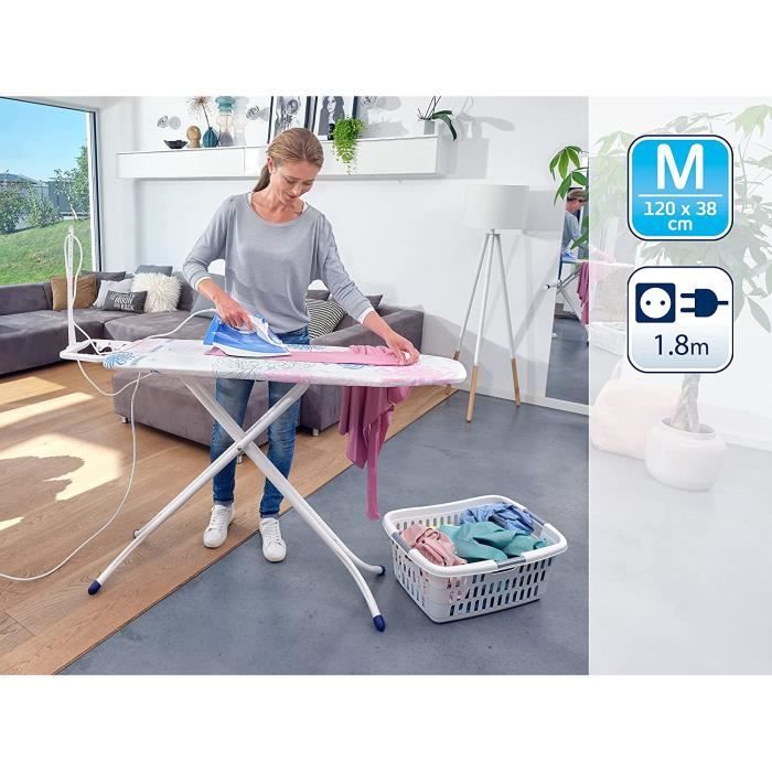 Table à Repasser WENKO Classic Black - Surface 120x38 Cm, Hauteur Réglable 73-90 Cm, Stable, Pour Centrale Vapeur