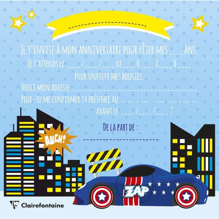 Cartes d'invitation Hero – 24 invitations à remplir avec enveloppes pour anniversaire d'enfant et fête à thème, 12,7 x 17,8 cm, style carte postale