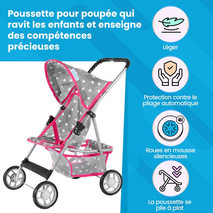 Kinderplay KP0260T Poussette pour poupée à partir de 2 Ans - Bleu Marine,  Poussette de poupée - Construction légère et Stable - Hauteur 54 cm - Jouet  d'extérieur : : Jeux et Jouets