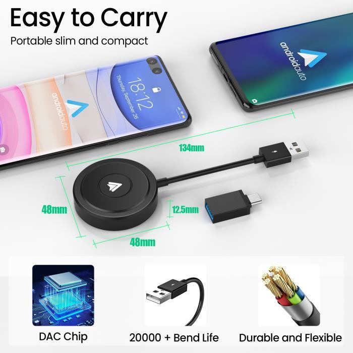 Android auto sans fil Adaptateur Android Auto sans Fil Dongle USB ...