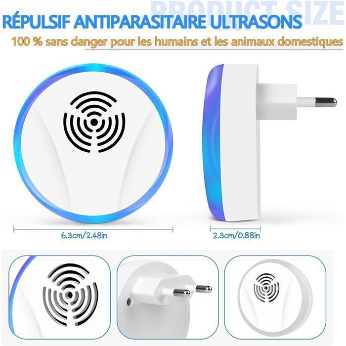 Répulsif à ultrasons pour souris, lot de 6, anti-moustiques pour souris et rats, répulsif électronique d'intérieur pour souris, fourmis, araignées et moustiques Répulsif à ultrasons pour souris, lot de 6, anti-moustiques pour souris et rats, répulsif électronique d'intérieur pour souris, fourmis, araignées et moustiques