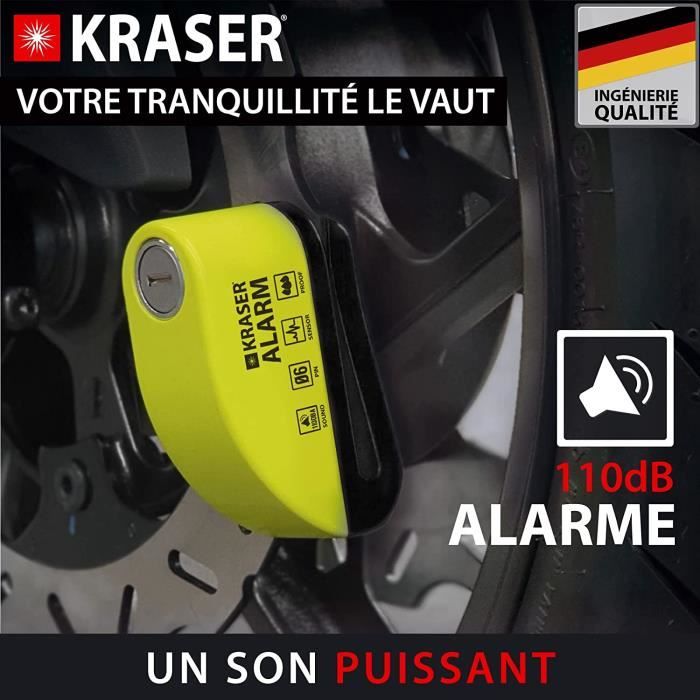 KRASER WA6Y Antivol Moto Bloque Disque Alarme 110db, Renforcé