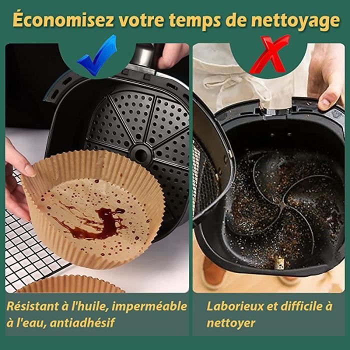 Papier Cuisson Air Fryer 25cm - 120 Feuilles | Antiadhésif Pour Friteuse Sans Huile, Four, Micro-ondes