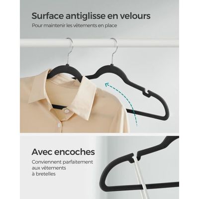 Beddora Lot De 100 Cintres En Velours Antidérapants Premium Crochet Rotatif à 360 Degrés Manteau Durable Et Mince - Cintres Pour Pantalons