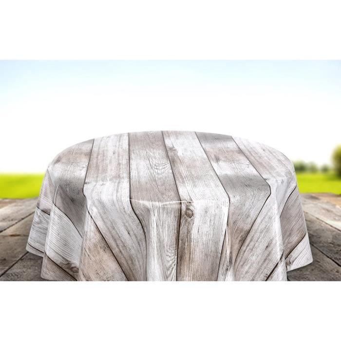 BEAUTEX Nappe De Table Ronde 140 Cm Olive - Toile Cirée Lisse Essuyable PVC Jardin Intérieur Extérieur