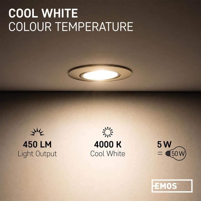 Spot encastrable plafond puissant 60W rond blanc led cob 4500K blanc neutre  5400 lumens professionnel