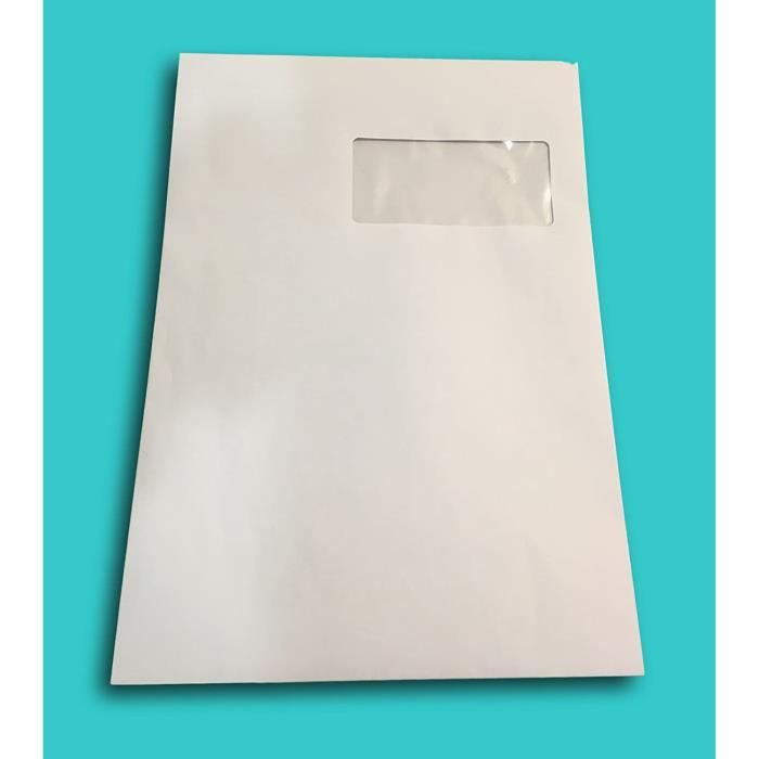 50 : Grande enveloppe A4 avec fenêtre pochette courrier C4 papier kraft  blanc 90g format 229 x 324 mm une enveloppe blanche av[67] - Cdiscount  Beaux-Arts et Loisirs créatifs