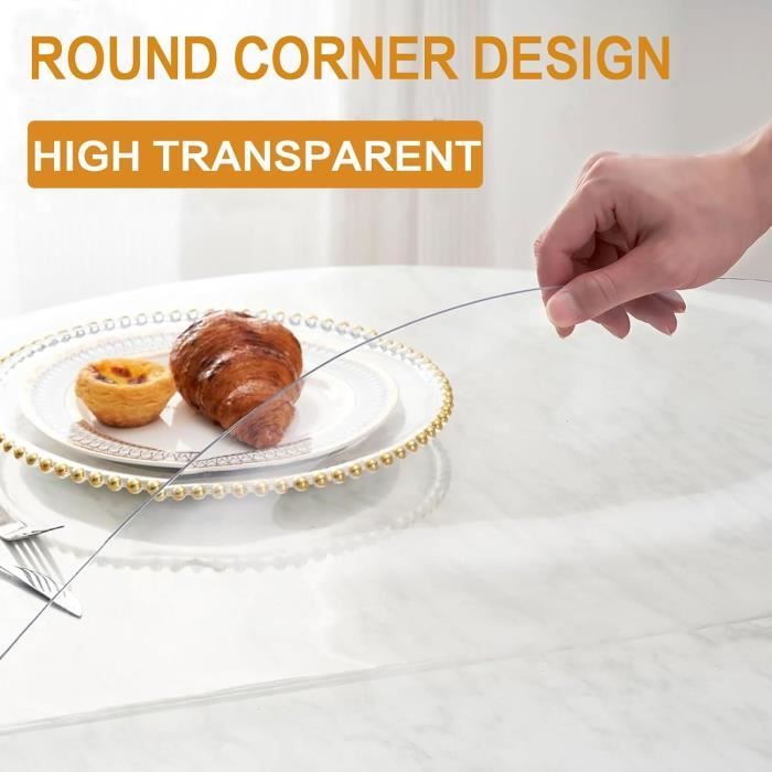 Protection De Table Transparente ANRO - PVC Souple 2mm, Largeur 90cm - Nappe Mat / Brillant