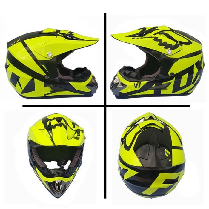 Casque Moto Cross Intégral Homologué ECE22.06 - Protection Totale Tout-Terrain - Unisexe Adulte/Ado - Noir