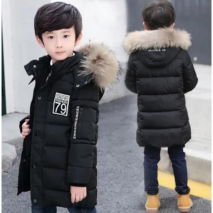 Garçon Doudoune Mode Enfant Vêtement Manches Longues Blouson Rembourré  Manteau avec Capuche Fourrure Automne Hiver 8-14 ans-Noir - Cdiscount  Prêt-à-Porter