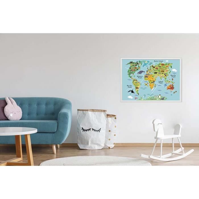 Poster Panorama pour chambre d'enfants Carte du Monde Animaux70x50 cm -  Imprimée sur Poster - Décoration Murale Enfant - Cdiscount