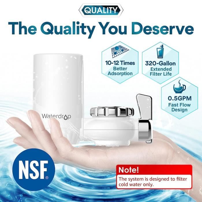 Filtre à eau du robinet certifié NSF Waterdrop WD-FC-04 ACF