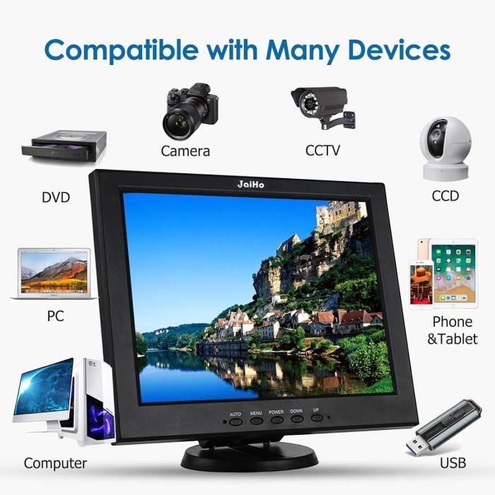 Moniteur De Sécurité 14 Pouces - 1920x1080, Interfaces BNC/AV/VGA/HDMI/USB, Haut-parleurs Intégrés - Pour NVR, PC, Caméras