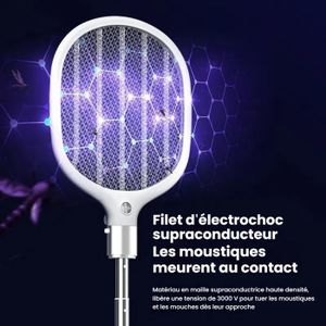 Raquette Anti-moustique EZIlight® - Lot De 2, Technologie Phototax, Autonome 30 Jours, Non Toxique