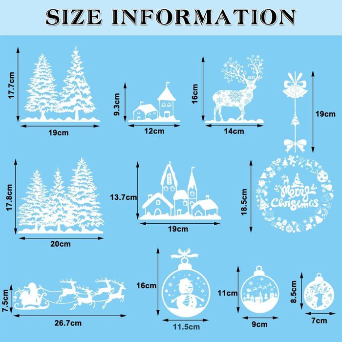 Autocollants De Noël KAIRNE - Stickers Arbre & Flocon Amovibles Pour Fenêtre, Porte Et Mur