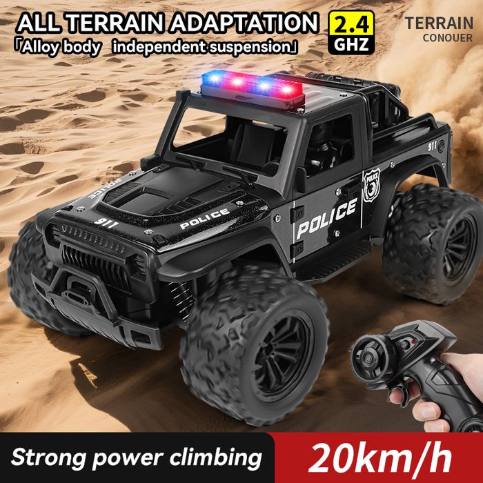 Véhicule Électrique pour Enfants, Voiture de Police à Batterie de 6V avec Mégaphone, Jeu Électrique avec Fonctions Musicales (Blanc
