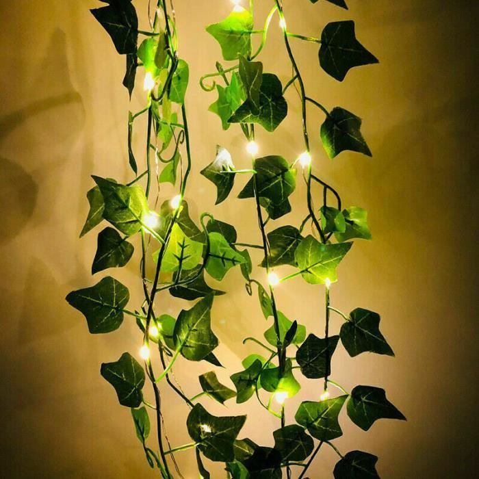 Dripex Feuille d'érable rotin lumière LED jardin extérieur lumière  décorative feuille verte rotin décoratif lumière solaire chaîne 10m100LED  lumière