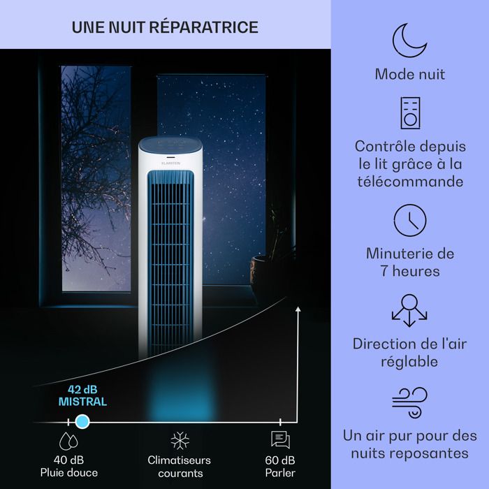 Rafraîchisseur D'Air Klarstein 5en1 - Ventilateur, Humidificateur, Ioniseur - Mobile, Sans Évacuation
