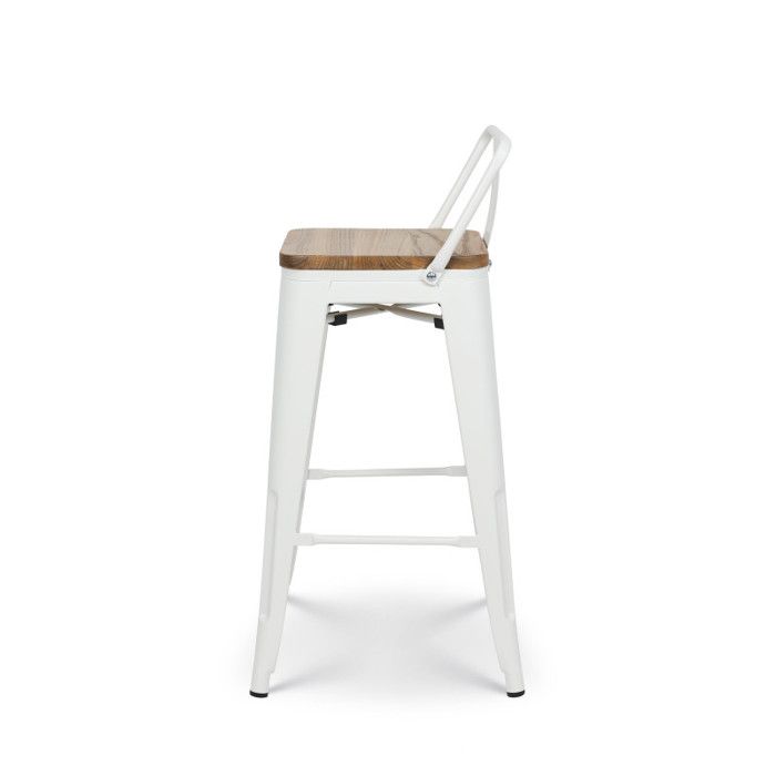 Tabouret De Bar Industriel 66cm - Métal Noir Et Bois Clair