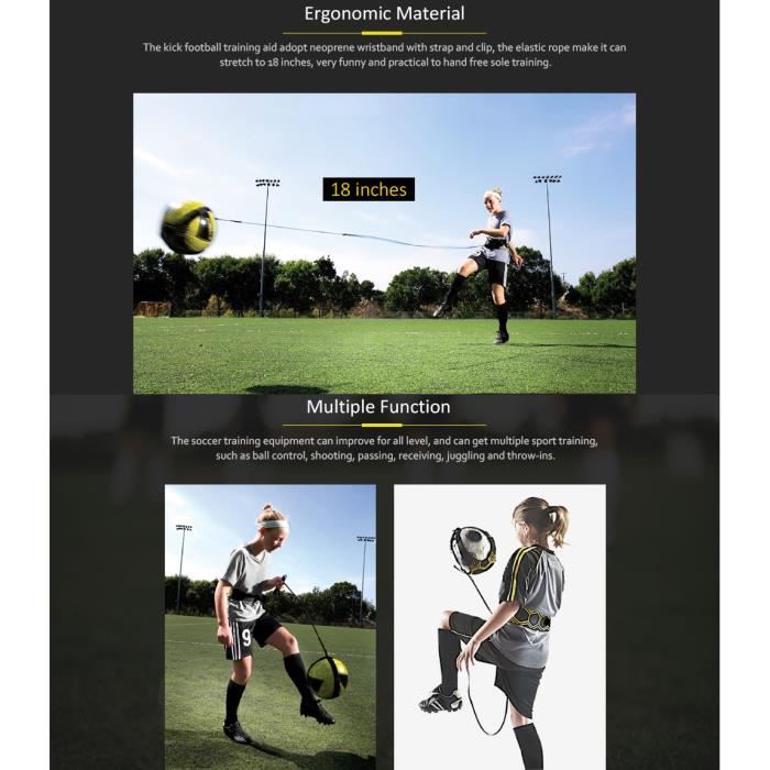 Ballon D'entraînement Football Avec élastique Ceinture Ajustable – Solo Kicking Pour Taille 3/4/5 – Enfant Et Adulte – Noir, Néoprène