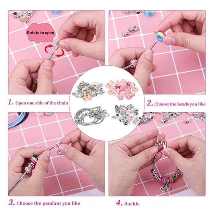Cadeau Fille 5 6 7 8 9 10 11 12 13 Ans Enfant Jouet Bijoux Enfants Fille DIY Charms Bracelet