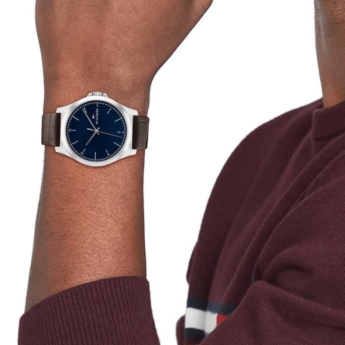 Montre Homme Quartz Cadran Bleu - Étanche 3ATM Bracelet Acier Inox - Neuf Avec Boîte
