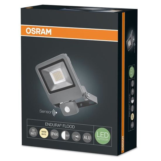 Osram Endura Flood Lumière avec détecteur de mouvement Dark G intégrée Aluminium 30 W 