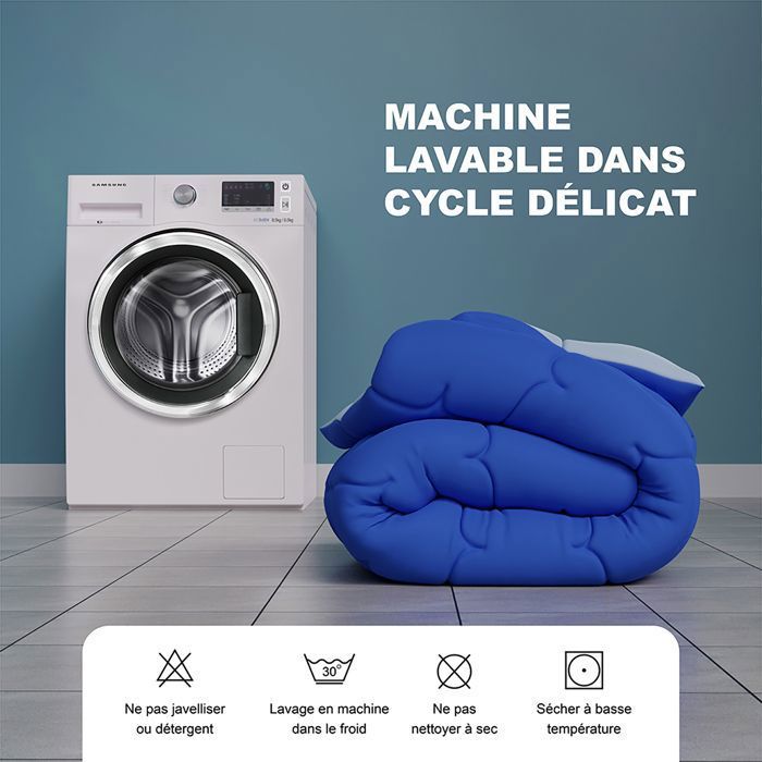 Couette Chaude 200x200cm Hiver - Garnissage 700 GSM Fibre Creuse, Anti-acariens, Lavable