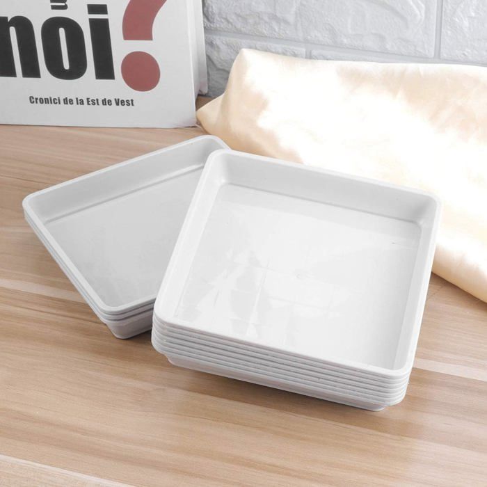 Lot de 20 soucoupes carrées en plastique pour plantes - Plateau de