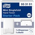 Tork 953101 Starter Pack pour papier essuie-mains pliés en V - Mini Xpress H3 - Design Elevation - Blanc 953101-0