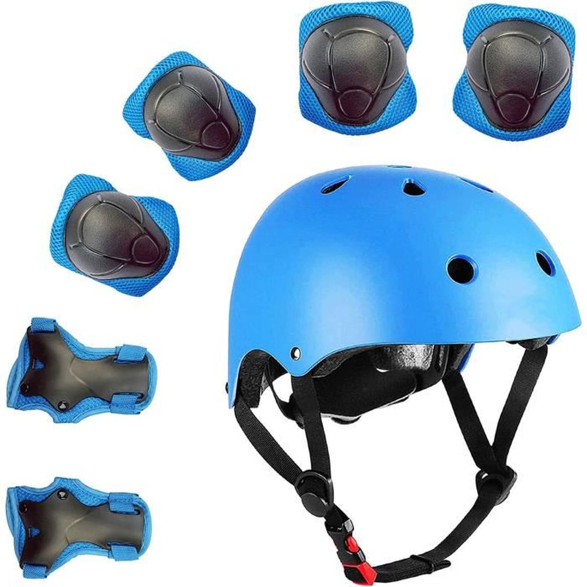 Kit Protection Enfant 7 Pièces - Casque Vélo + Genouillères Coudières Protège-Poignets Pour Roller Skate BMX Patin à Glace