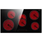 GASLAND CH90BF Plaque de Cuisson Vitrocéramique 5 Feux 8500W, Plaque Vitrocéramique Encastrée 90cm Avec Zone Triple&Ovale