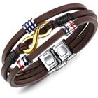 Bracelet homme en cuir - ORGANGONFAND - Marron - Acier au titane - Multicouche - Cadeau anniversaire
