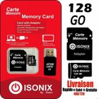 ZISONIX Carte Mémoire Micro-sd - ISONIX - 128 Go - Class 10 - Adaptateur Inclus - Compatible Smartphones