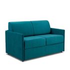 ITALIAN SPIRIT Canapé convertible express COLOSSE matelas épaisseur 22cm à mémoire de forme couchage 120 cm velours bleu paon