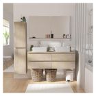 MOB-IN Ensemble meuble double vasque noir carbone 120cm + 2 vasques + 2 miroirs + 2 robinets + colonne SORRENTO
