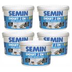 Lot de 5 enduits 2 en 1 multifonctions Semin - joint et lissage de la plaque de plâtre - intérieur - seau de 7 kg