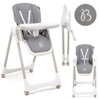 Bebelissimo - Chaise haute évolutive bébé - Pliable - Compacte - Réglable hauteur - De 6 mois à 3 ans (15kg) - gris