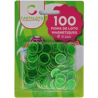 100 pions de Loto magnetiques Vert 17 mm Plastique transparent Jetons aimantes Pour Cartons Grilles Accessoire Jeu carte