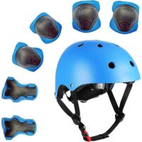kit de protection roller pour Enfants,Casque de Velo Enfant, Casque/Genouillères/ Coudières/Coussins Poignet,7 PCS (3 à 8 Ans),Bleu