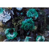 Papier Peint Intissé Fleurs Rose 368x254 cm Moderne Bleu Chambre Salon Photo Non Tissé Muraux Trompe l'oeil
