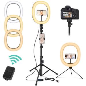Lumière de remplissage à anneau de 10 Pouces Eclairage Annulaire à LED 3 Couleurs Dimmables avec Trépied pour la Vidéo le Studio et le Maquillage 